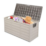 75gal 260L Outdoor Garden Plastic Storage Deck Box Chest Tools Cushions Toys Lockable Seat - Image 9