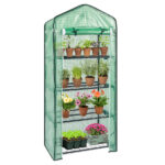 69x49x160cm Black Iron Pipe Pointed Mini Flower Stand With 4 Layers Of Grid, With Zipper Rolling Door, PE Cloth Green House SAME AS99351374 - Image 5