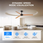 52 inch Modern Ceiling Fan with Lights,Remote Control, 3 Plywood Blades,6-Speed,Dimmable, Noiseless Reversible DC Motor,Indoor/Outdoor Ceiling Fan for Living Room Bedroom patio, 3D-X3[Unable ship on weekends, TK/TEMU only for pickup, only TX10643 warehouse supports GOFO] - Image 3