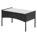 2pcs Arm Chairs 1pc Love Seat & Tempered Glass Coffee Table Rattan Sofa Set Black - Image 45