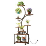 Plant Stand Indoor with Grow Lights - 62" Tall Plant Shelf, Lighted Corner Plant Stands for Indoor Growing, 8 Tiered Large Flower Holder, S-Shaped Decorative Rack for Living Room (WALNUT COLOR) - Image 19