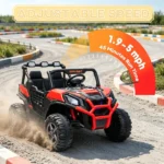 Red 2 Seater 24V Kids Electric Car, Remote Control 3 Speed LED Lights Music Horn Spring Suspension Slow Start - Image 5