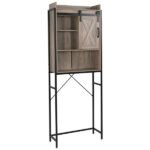 Retro Style MDF With Triamine Iron Frame Sliding Door Three-Layer Rack Bathroom Cabinet - Image 8