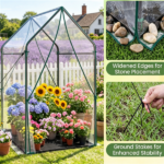 54" x 36" x 67" Portable Mini Greenhouse with PE Bottom Mat, Clear PVC Plant Grow Tent, Wind Resistant Metal Frame Outdoor Green House with Stakes & Ropes - Image 8
