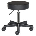 Round Stool Plastic Arch Feet Rotation Bar Stool Black - Image 2