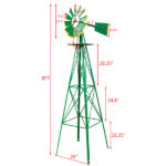 8FT Weather Resistant Yard Garden Windmill Green - Image 8
