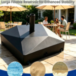 Fillable Patio Umbrella Base with 4 Rolling Wheels & Locks, Heavy Duty Water Sand Weighted HDPE Umbrella Stand Universal for 6-10ft Outdoor Umbrella - Image 7