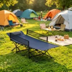 Navy No-Assembly Portable Toddler Camping Bed, Elevated Foldable Kids Sleepover Cot with Anti-Roll Mesh Baffles Stable Support Frame, Lightweight Travel Sleeping Bed for Daycare Home Outdoor Camping - Image 6