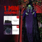 11.8ft Life Size Hanging Witch Talking Halloween Hanging Decoration - Image 5
