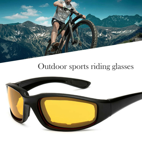 1 pairs Motorcycle Sports Biker Riding Glasses Wind Resistant Eye Protection Sports Goggles Cycling Glasses Sunglasses Yellow Color(US Logistics only For USPS.TK/TMEU only For self-pickup)