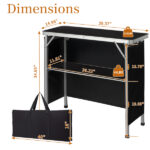 Portable Folding Bar Table with Shelf, Tradeshow Podium Table with Black Skirt and Carrying Bag, for Indoor Outdoor Party Picnic Exhibition, Black - Image 6