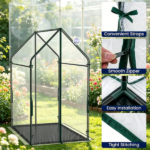 54" x 36" x 67" Portable Mini Greenhouse with PE Bottom Mat, Clear PVC Plant Grow Tent, Wind Resistant Metal Frame Outdoor Green House with Stakes & Ropes - Image 6