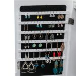 Non Full Mirror Wooden Wall Mounted 4-Layer Shelf, 2 Drawers, 8 Blue LED Lights, Jewelry Storage Mirror Cabinet - White - Image 8