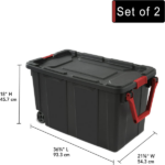 40 Gallon Durable Plastic Storage Tote with Latching Lid and Pull Handle, Black, 2 Pack (Shipment from Walmart) - Image 2