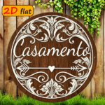 CIFbuy 1pc Retro Italian Casamento Wedding Wall Plaque, "" Italian Casamento Wedding Wall Plaque, Wedding Wall Plaque, Round Aluminum Floral Arrow Sign TikTok, TikTok, temu emu Self-pickup LogiSiics - Image 3