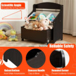 Dark Brown Multifunctional Kids Storage Cabinet with Large Capacity Toy Box and Display Shelf, Safe Rounded Corner Children Organizer for Toys Books - Image 9