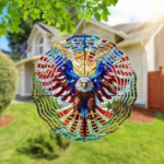 CIFbuy 3D American Flag Wind Spinner Patriotic Eagle Outdoor Metal Wind Chime for Garden Yard Patio TikTok, temu pick-up service - Image 4