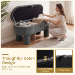 Gray 42 Inch Corduroy Storage Bench, Plush Foam Cushion & Hidden Compartment, 400LBS Seat Weight Capacity - Image 7