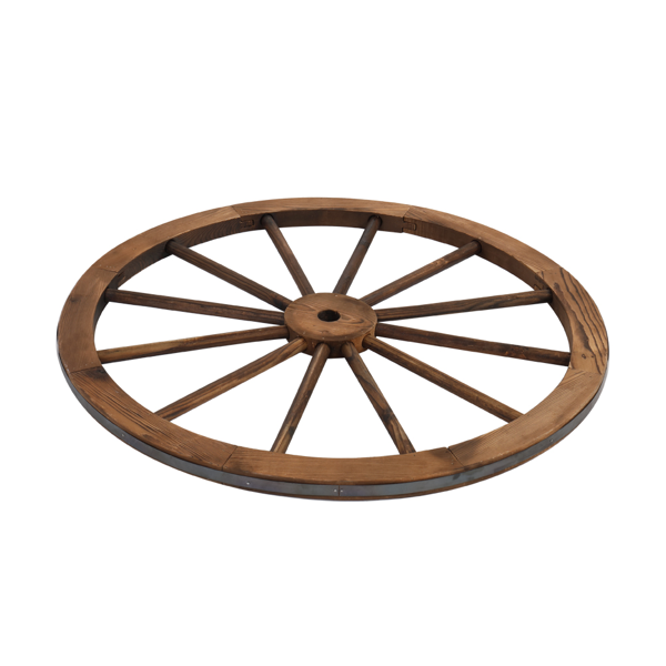[Same Code 06108221]2pcs 30-Inch Old Western Style Garden Art Wall Decor Wooden Wagon Wheel Brown