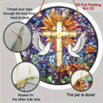 CIFbuy Acrylic Color Sun Catcher Transparent Easter Peace Dove Cross Sun Panel Wall Hanging with White Dove Floral Design (TikTok, temu pick-up service) - Image 5