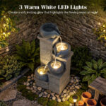 4-Tier Cascading Water Fountain with Warm White LED Lights Resin Indoor Outdoor Water Feature - Image 2