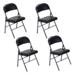 Same Code 33457557 4pcs Elegant Foldable Iron & PVC Chairs for Convention & Exhibition Black