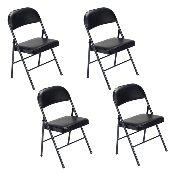Same Code 33457557 4pcs Elegant Foldable Iron & PVC Chairs for Convention & Exhibition Black