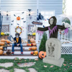 8ft Garden 3pcs LED String Lights Grim Reaper and Grave Inflatable Halloween Decoration - Image 13