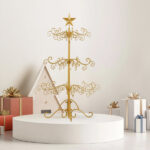3ft Wrought Iron Christmas Tree, Metal Ornament Display Tree Stand for for Holiday Party Home Decor, Indoor & Outdoor Decor Hanger, Gold - Image 5