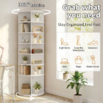 7-tier, 360° rotating wood-plastic composite shoe rack, 60*60*184cm, white - Image 8