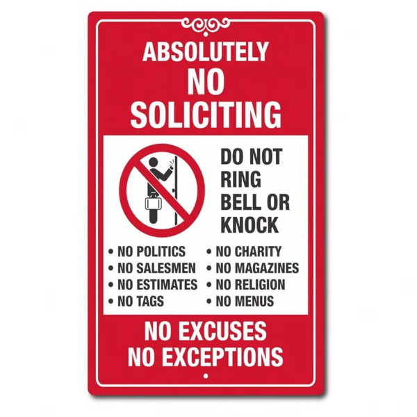 CIFbuy No Soliciting No Exceptions Do Not Knock Sign Home Business Security Metal Sign 8x12 Inches (TikTok, temu pick-up service)