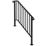 [Same Code 11384510 73142795]Artisasset Matte Black Outdoor 3 Level Iron Handrail - Image 2