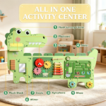 Green Dinosaur Wall-Mounted Sensory Toys – Montessori MDF Sensory Wall 87x52x5.5cm - Image 7