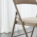 4pcs Elegant Foldable Iron & PVC Chairs for Convention & Exhibition Light Brown - Image 29