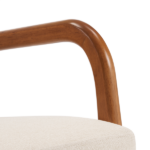 Same Code 47026089 High Back Solid Wood Armrest Backrest Iron Frame Linen Indoor Leisure Chair Off-White - Image 14