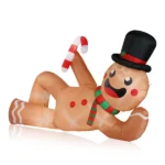 9.8ft Reclining Gingerbread Man, 6 LED Lights, Drawstring Bag, Christmas Inflatable Decoration, 12V, 1500mA, US Standard - Image 2