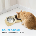 Anti slip base double cat food bowl, white stainless steel food and water bowl, easy to clean and detachable design, cat and dog pet feeder - Image 6