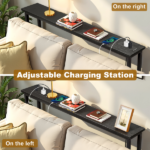 Same Code 73481563 39.4" Narrow Console Sofa Table with Power Outlets and USB Ports, Skinny Couch Table with Metal Frame and Charge Station with 4.9ft Extension Cord, Black - Image 4