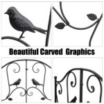 119*67*71cm Courtyard With Bird Pattern Arched Handrail Courtyard Iron Bridge Black - Image 8