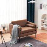 97*71*74cm 1.5 Seats Hot Stamping Cloth Surrounding Chair With Pillow Indoor Circle Chair Dark Brown - Image 13