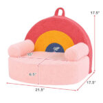 Red Kids Sofa, Soft Teddy Fleece Foam Couch with Carry Handle & Removable Machine-Washable Cover - Image 3