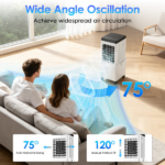 3 IN 1 Portable Air Conditioners, Swamp Cooler with Detachable Water Tank, 4 Ice Packs, 15H Timer, 75° Oscillation, Remote, 3 Speeds, Evaporative Cooler for Bedroom, Office - Image 6