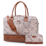 Canvas Weekender Bag, Overnight Travel Carry On Duffel with Shoe Pouch and Toiletry Bag
