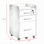 White 3 Drawer Mobile File Cabinet – for Office Document Organization, Lockable, Edged Top, Rolling - Image 3