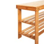 90cm Strip Pattern 3 Tiers Bamboo Stool Shoe Rack Wood Color - Image 4