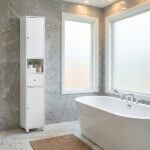 White particleboard with melamine veneer, 30*30*170cm, two doors, one drawer, one shelf, bathroom vanity - Image 2