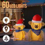 Set of 2 Lighted Plush Bear Christmas Decorations, Pre-lit Pull Up Holiday Decor with 60 Warm White LED Lights for Xmas Outdoor Indoor Decor Lighted Holiday Displays - Image 10