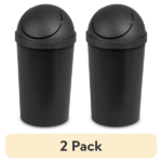 (2 pack)Small Bathroom Trash Can, 3 Gallon Plastic Garbage Bucket Bin with Swing Top Lid, Black (Shipment from Walmart)