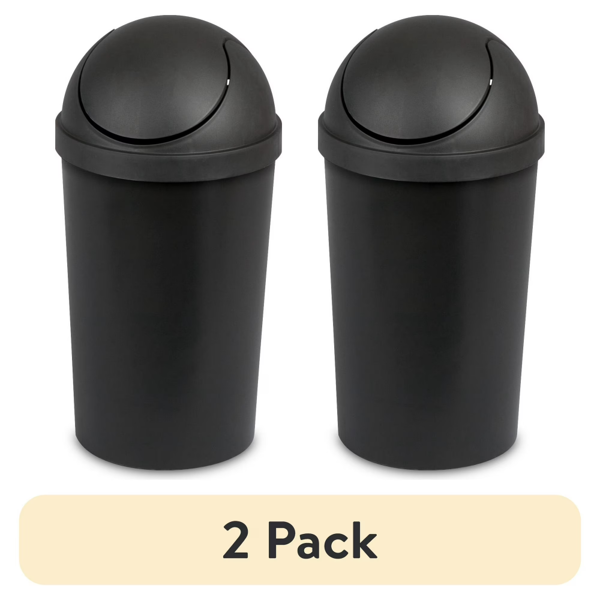(2 pack)Small Bathroom Trash Can, 3 Gallon Plastic Garbage Bucket Bin with Swing Top Lid, Black (Shipment from Walmart)
