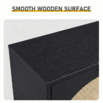 Rattan-fronted 3-tier shoe cabinet, particleboard, 54*24*135 cm, black - Image 9